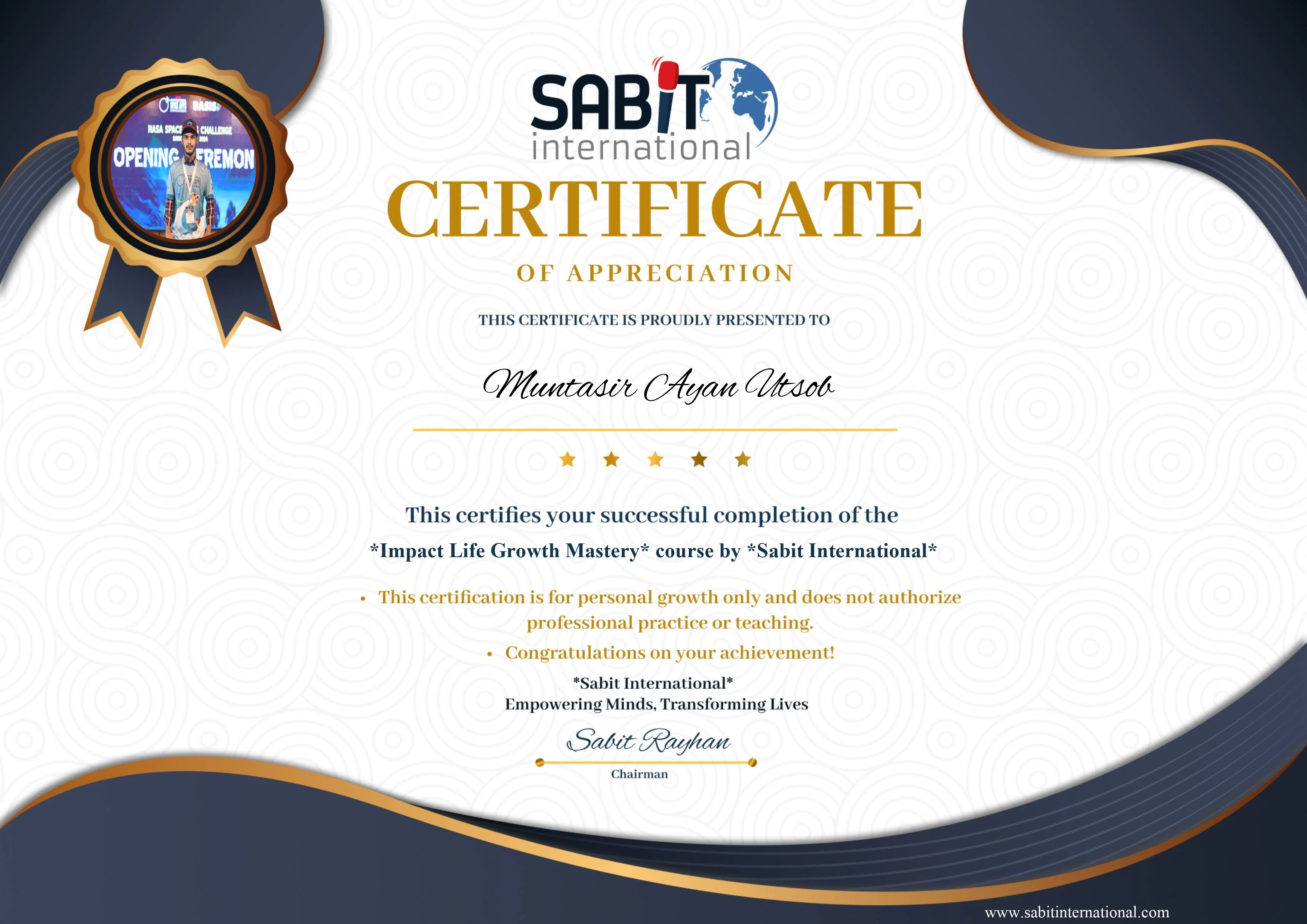 Impact Life Growth Mastery course by Sabit International